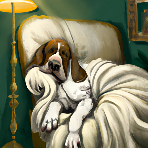 1. תמונה של כלב גדול ישן בנוחות על מיטת כלב בגודל גדול.