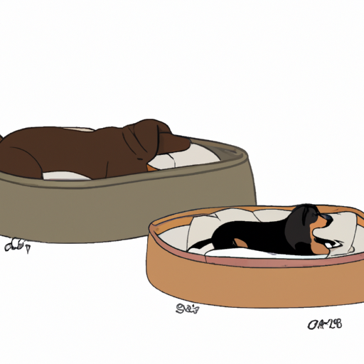 3. איור המשווה בין מיטות כלבים בגדלים שונים לכלב גדול.